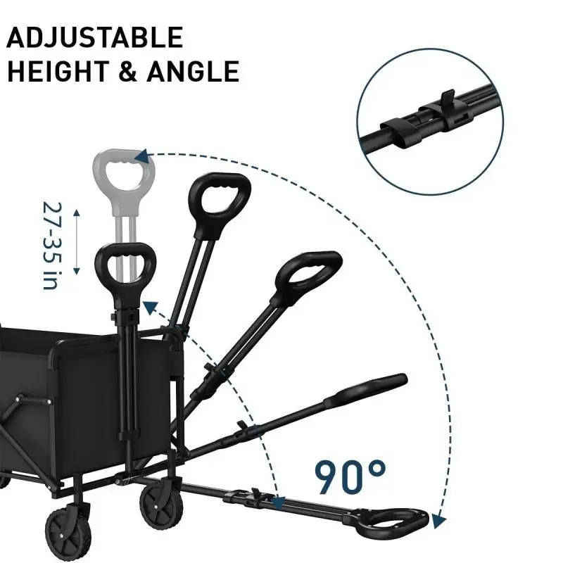 Heavy Duty Folding Wagon Cart 330lbs 220lbs Load Capacity Collapsible All Terrain Utility Cart Large Stainless Steel Oxford Cloth Portable Hand Truck for Outdoor Camping Beach Garden Shopping Picnic Parties Christmas Gift