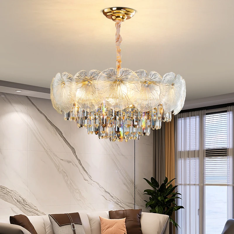 

Modern Crystal LED Gold Chandelier Lighting Indoor Fixtures Luxury Crystal Lamp Living Room Lamps Dining Room Home Decor Lustres