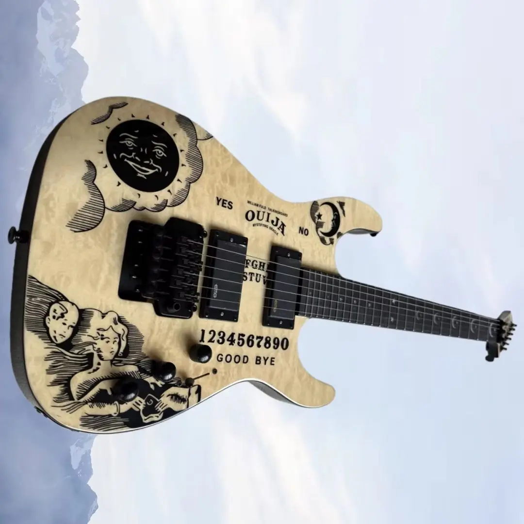 

Customized Wooden KH-2 Ouija Kirk Hammett Guitar Moon and Star Inlaid Fingerboard from Guitar Factory in Stock