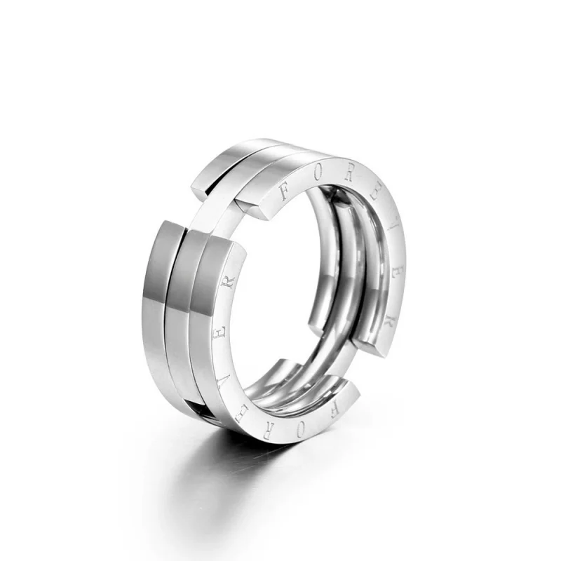 UOSU  Boys Cool Deformation Rings For Men Women Stainless Steel Cocktail Foldable Extendable Ring