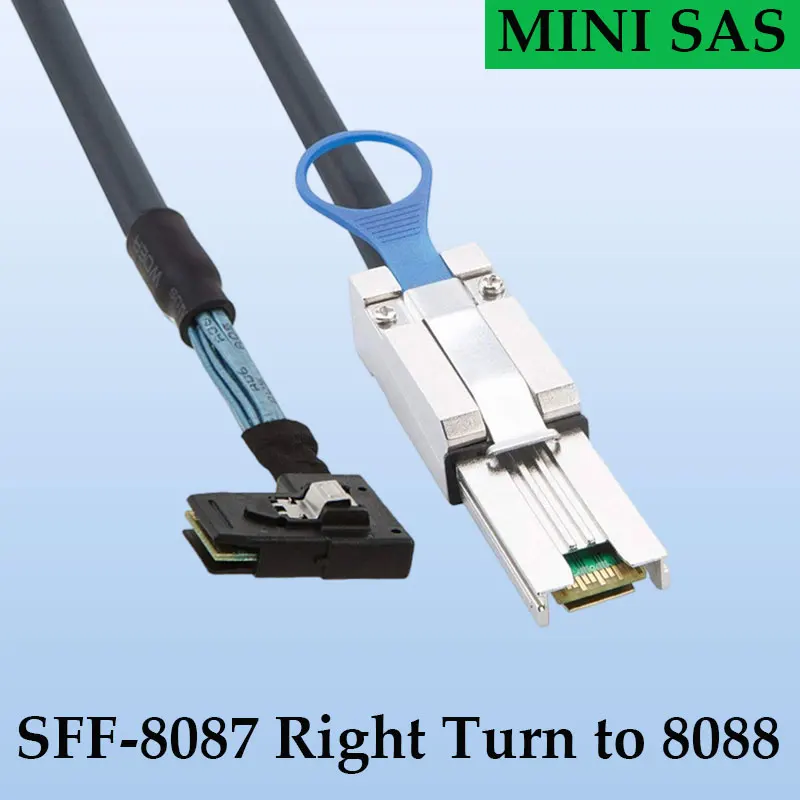 

ADT-Link Mini SAS SFF-8087 Угловой изгиб 8088, высокоскоростной внешний кабель 6G для сервера, длина дополнительного 0,5 м, 1 м, 2 м, 3 м