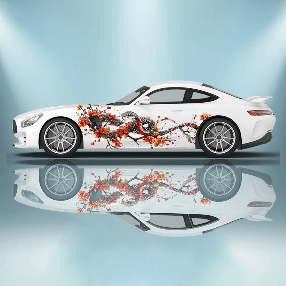 

Snake Flower Branches Car Vinyl Wraps Decal Self-adhesive PVC Sticker Suitable for Trucks SUV Decoration Auto Accessories Gift