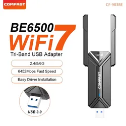 BE6500 AX5400 AX1800 와이파이 6 USB 어댑터, 무선 네트워크 카드, 1200-6500M 와이파이 7 와이파이 동글 어댑터, 윈도우 10/11, 2.4G, 5GHz
