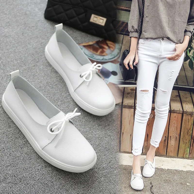 

Women Shoes Casual Loafers Fashion Sneakers Woman Flats High Quality Plus Size Soft Ladies Loafers Female Split Leather Shoes