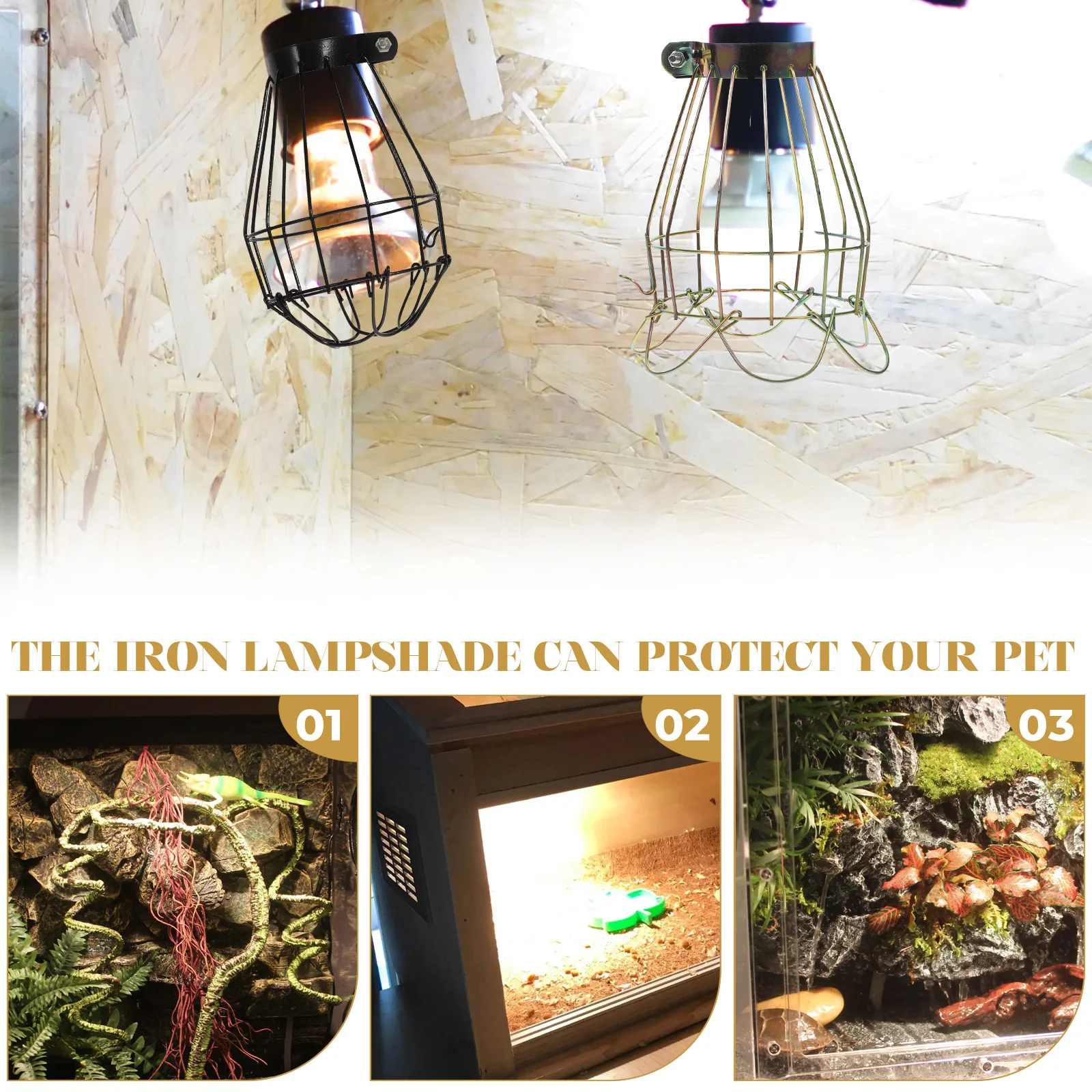 

Reptile Heat Lamp Mesh Cover Iron Lampshade Anti-Scald Protective Cover for Reptile Box Cage Heating Lamp Safety