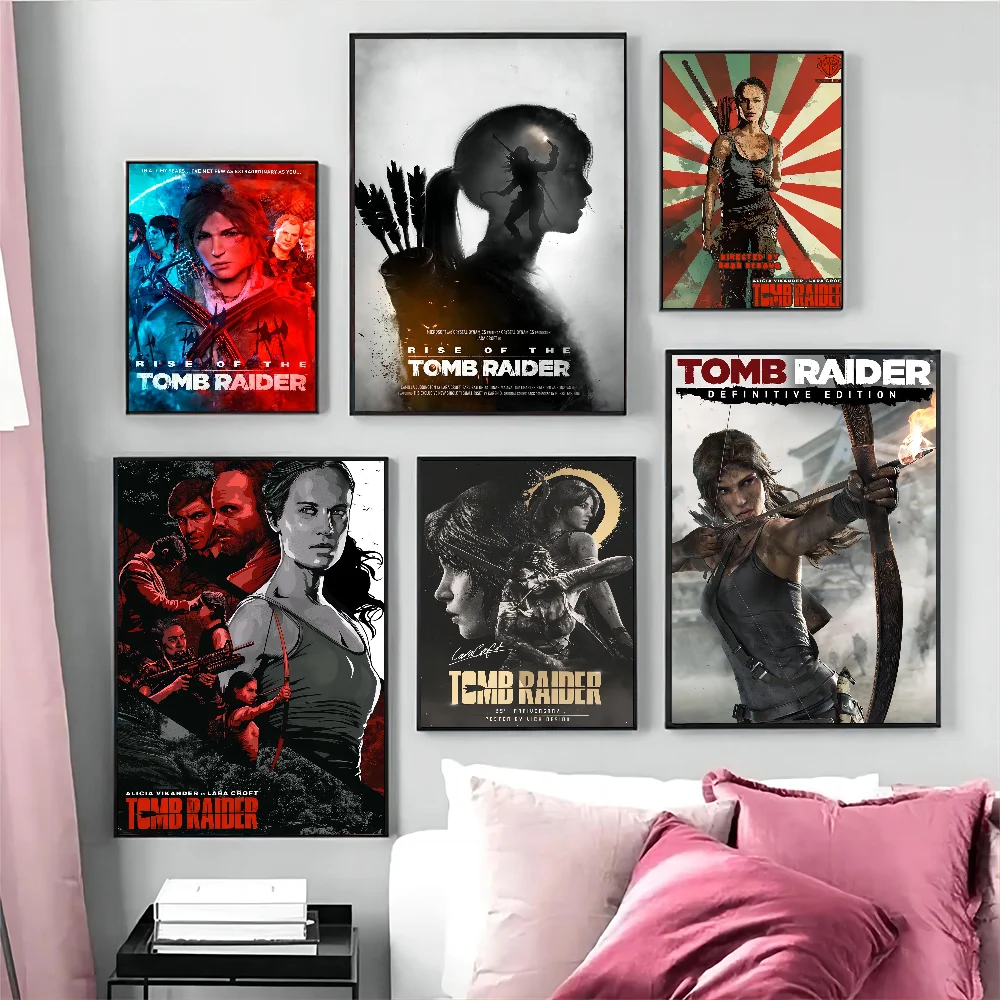 Tomb Raider Series Collection Self-adhesive Art Poster Decoracion Painting Wall Art White Kraft Paper Home Decor