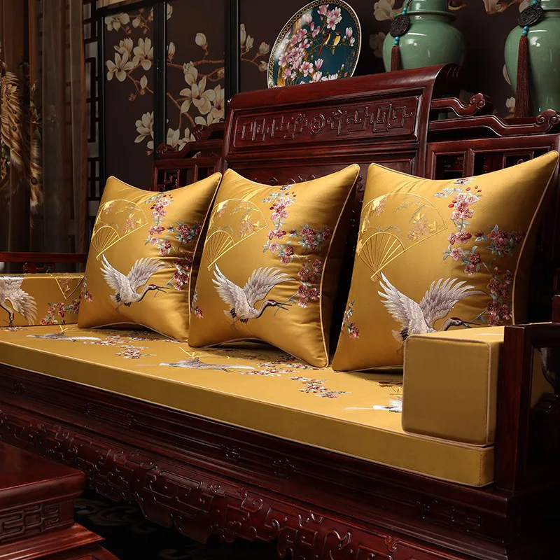 35x50/45/40x60/50cm crane embroidered cushion cover decorative sofa satin pillowcase lumbar pillow cover