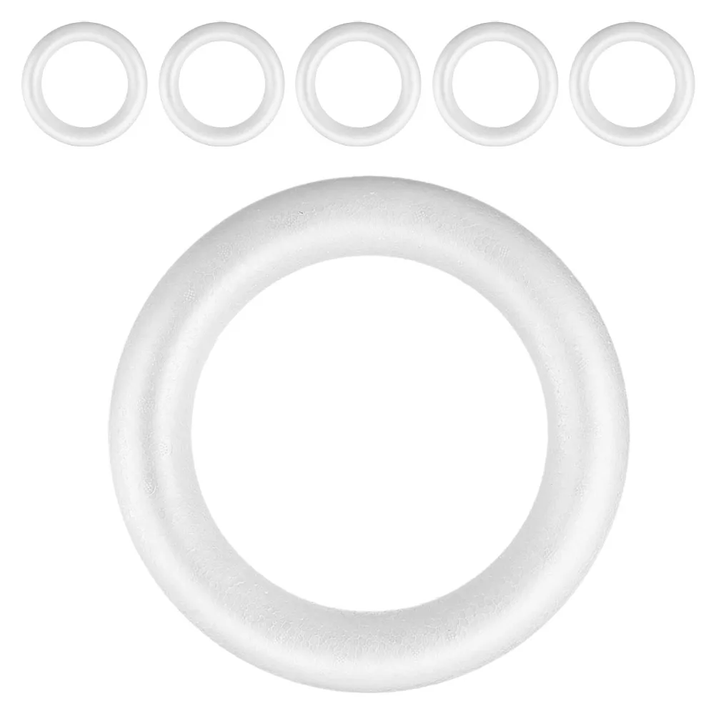 

6pcs Foam Ring Decoration Wreath Form Craft Circle DIY Supplies Lightweight Durable Christmas Wedding Decor Floral Round Forms