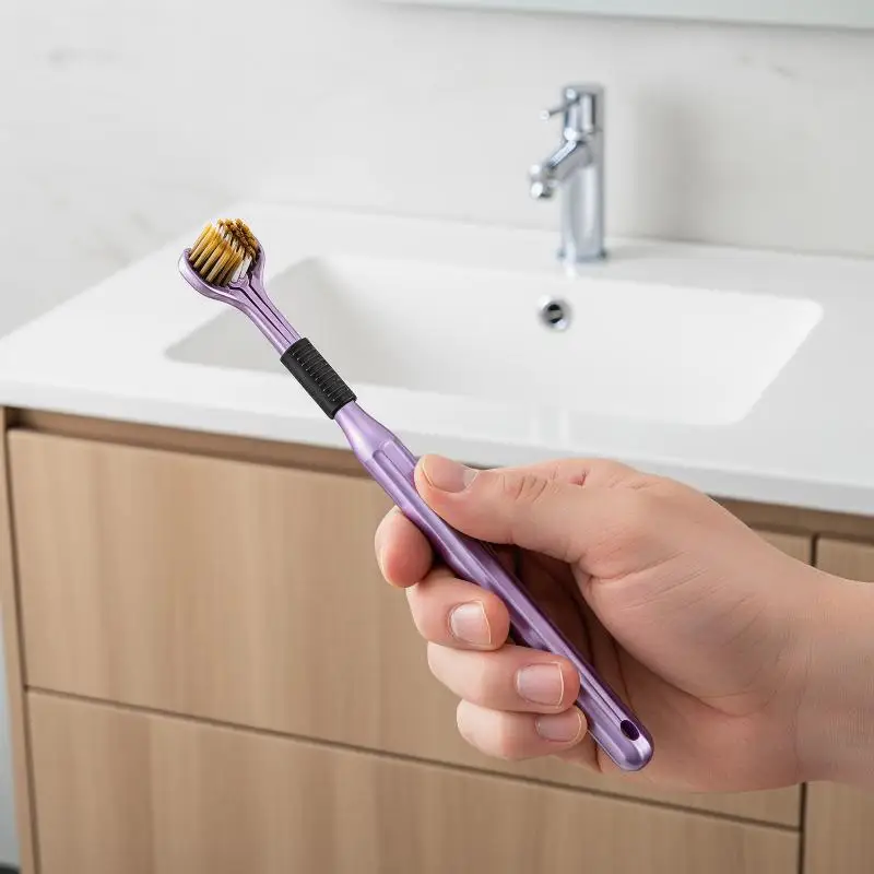 4Pcs Three Sided Toothbrush Adult Three Head Design Ultra Clean Teeth Soft Bristle Oral Hygiene Set For Home