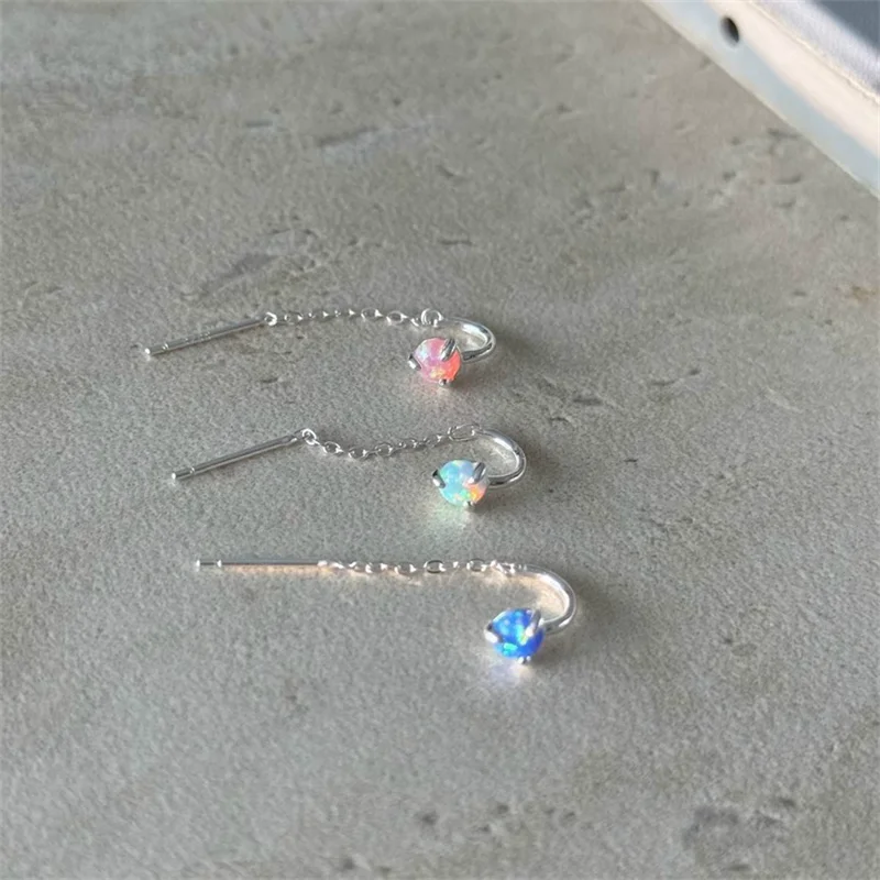 Moonstone Tassel Ear Wire Drop Earrings For Women Girls Classic Trendy Temperament Prevent Allergy Anniversary Jewelry Gift