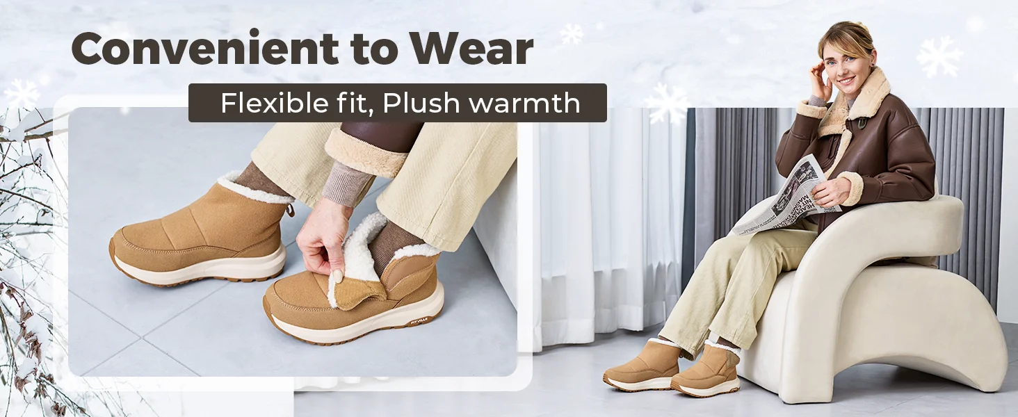 FitVille Damen-Schneestiefel mit extra breiter Zehenpartie, wasserabweisende, pelzgefütterte, warme Diabetiker-Schuhe zur Schmerzlinderung. – Detail 11