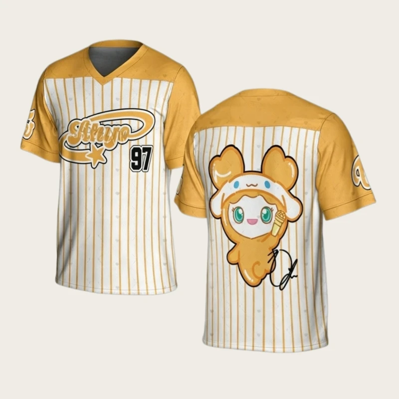 Camiseta Casual de Manga Curta para Homens e Mulheres, V-Neck, Verão 2026, Camiseta para Fãs de Jihyo TWICE Kpop, Camiseta Unissex de Futebol