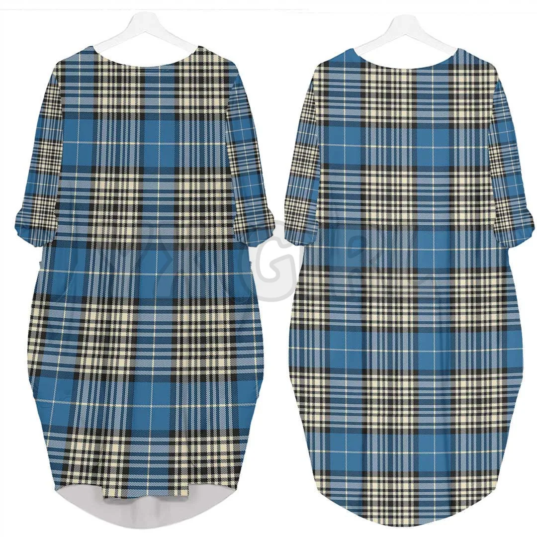 Napier Ancient Tartan Batwing Pocket Dress3D Printed  Batwing Pocket Dress Women's Pullover Oversized Female Dresses