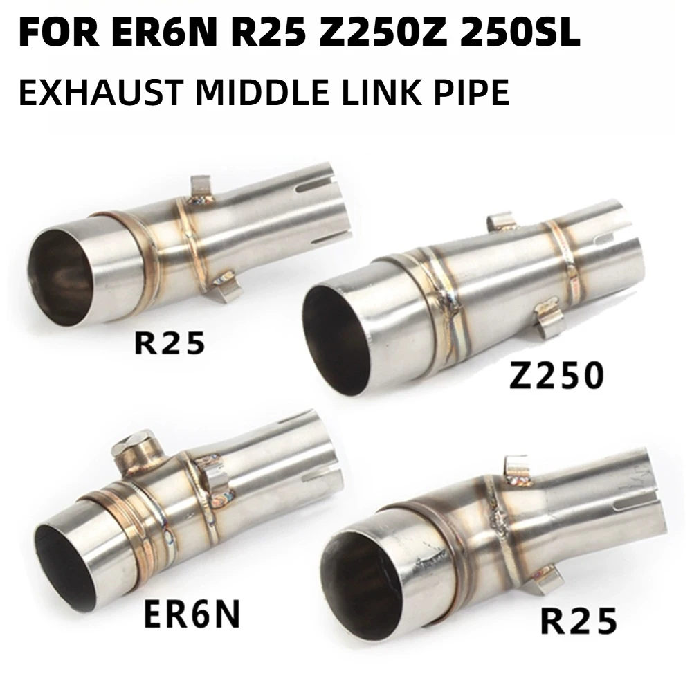 

Motorcycle Exhaust Modified Motorbike Escape Moto Middle Link Pipe Slip on For Kawasaki ER6N R25 Z250Z 250SL ATS