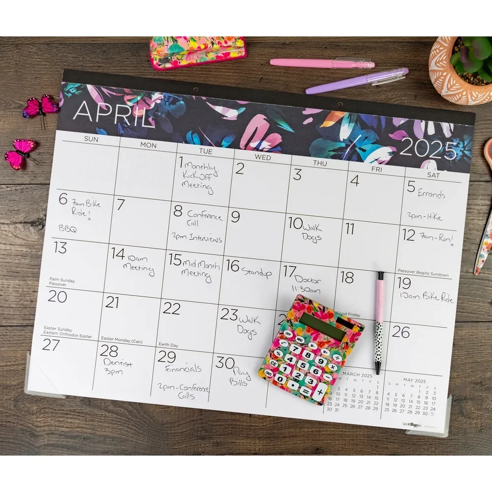 Large 22x17 Monthly Desk Pad Calendar 15 Months April 2025 to June 2026 Blotter with Premium Quality Paper Easy Removal and