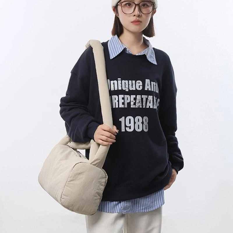 

E8FB Student Crossbody Bag Women Puffer Shoulder Bag Large Capacity Bag Top Handle Bag Casual Commuting Bag