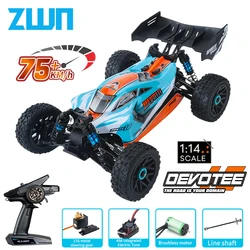 ZWN 1:14 75KM/H 4WD RC Car Professional Brushless Remote Control High Speed Drift Monster Truck for Kids vs Wltoys 144010 Toys