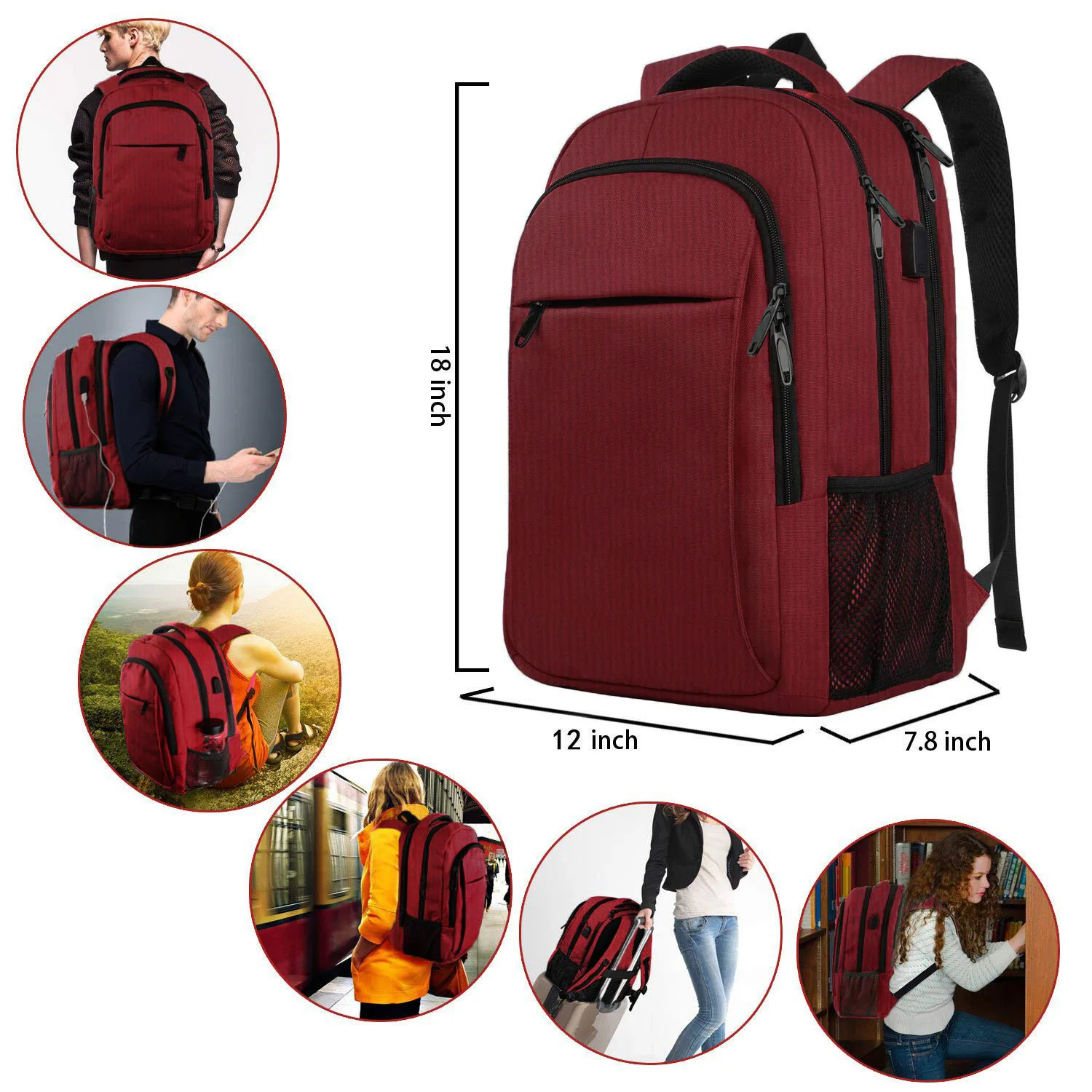 Backpack for men, large capacity, multifunctional backpack for college students, USB business travel bag, laptop bag