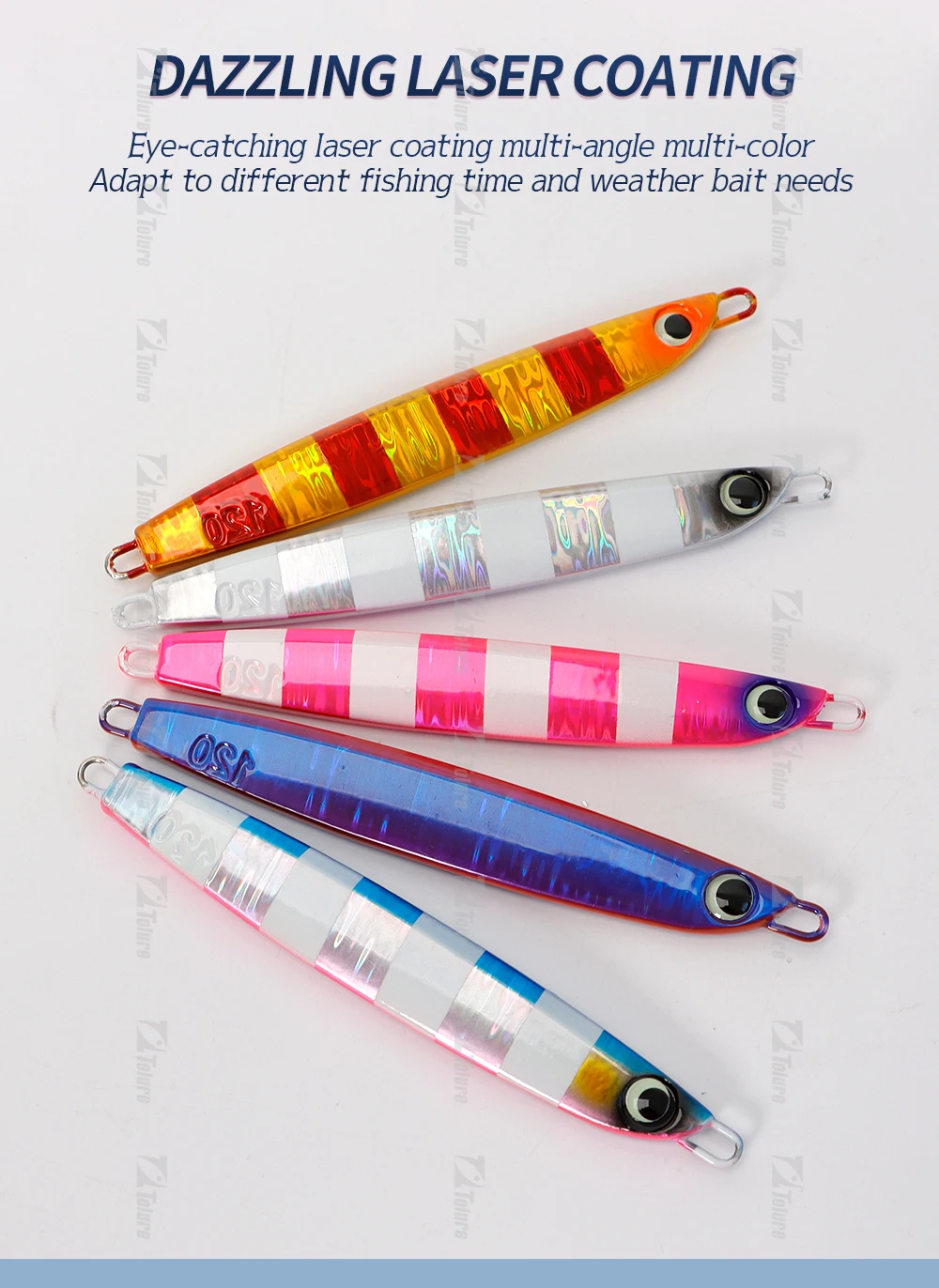 TOLU NEUE langsam sinkende Metall-Jig, 5 Farben, 3D-Augen, 60 g-200 g, langer Wurf, langsam sinkende Herbst-Jigs, Salzwasser-Tiefsee-Angelköder – Detail 7