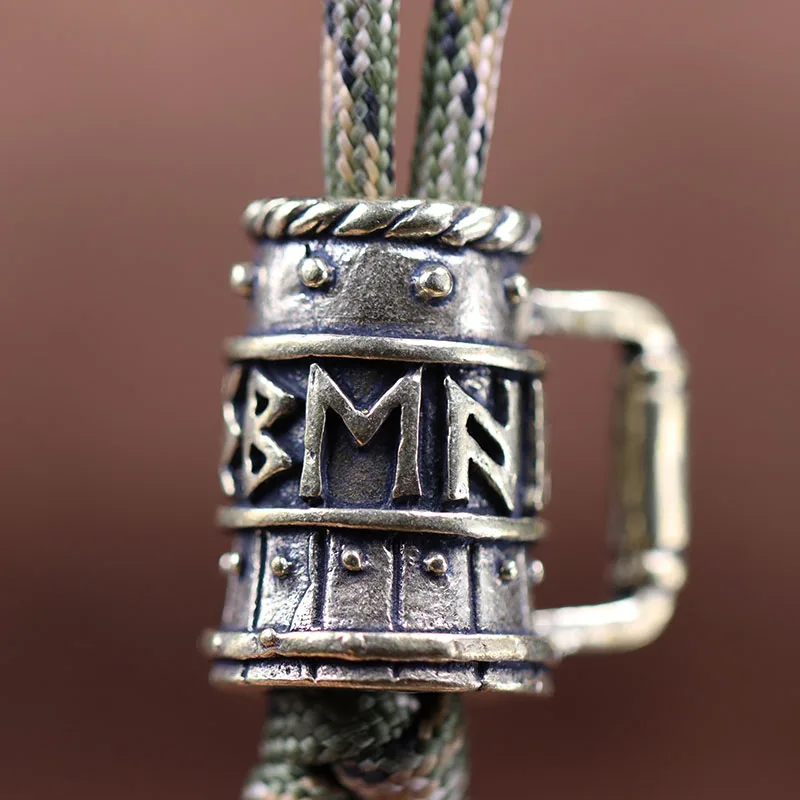 Viking Wine Glass Brass Knife Beads EDC DIY Paracord Handmade Woven Bracelets Accessories Outdoor Umbrella Rope Lanyard Pendants