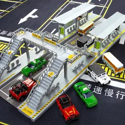 Plastic Parts Pedestrian Overpass Bridge & Bus Station With 1:64 Model cars Playset