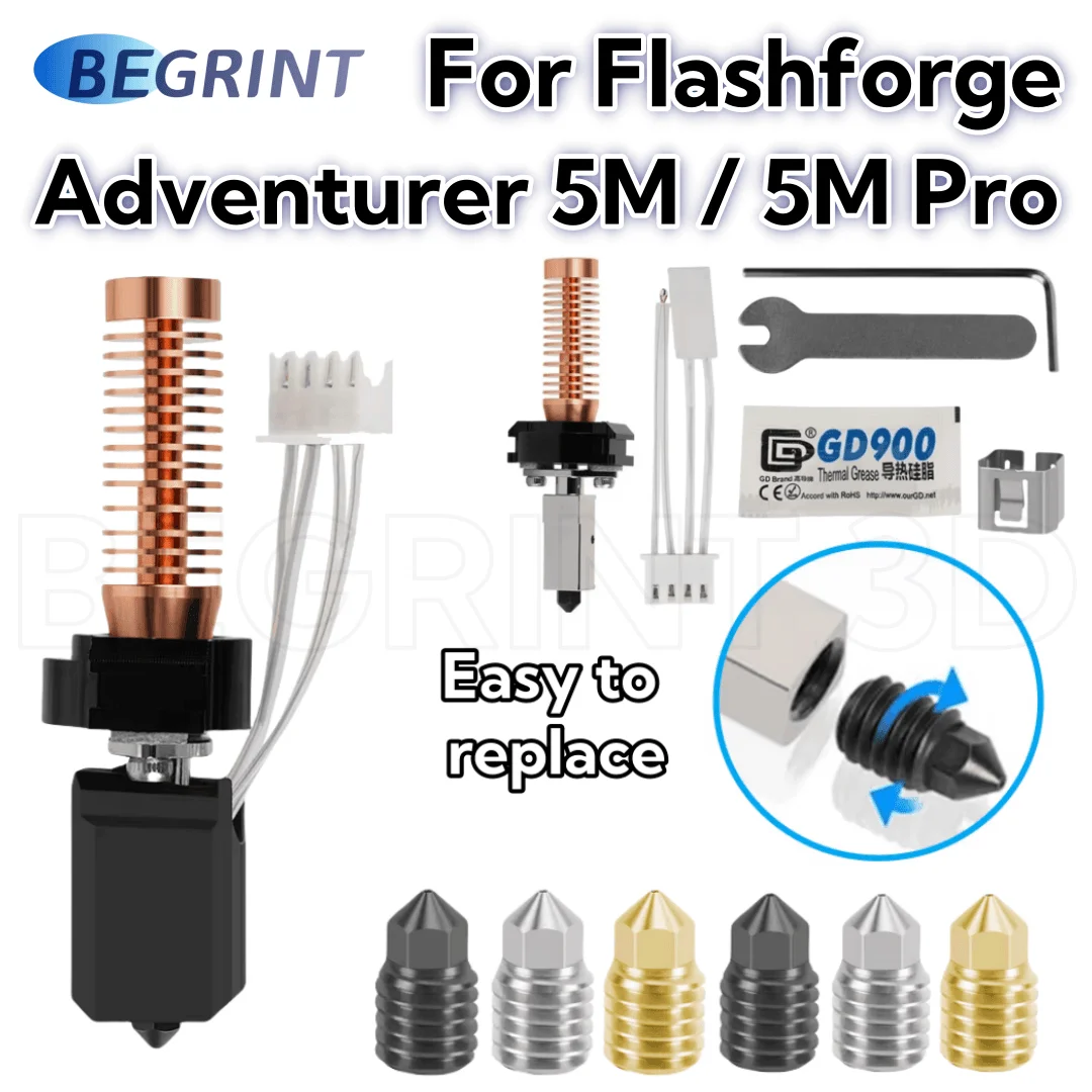 For Flashforge Adventurer 5M / 5M Pro Hotend AD5M Nozzle Replaceable Caremic Hotend Faster Heating AD5M Pro Nozzle 280℃