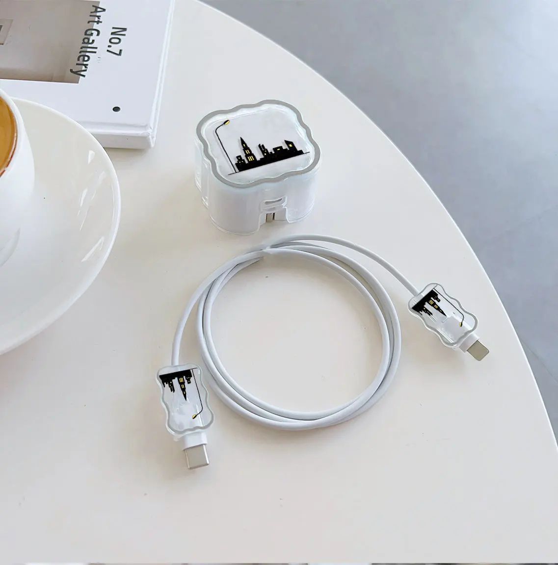 Wave Black house Set Cable Protector for iPhone 20W UK HK Plug Charger Case Phone Wire Cord Organizers