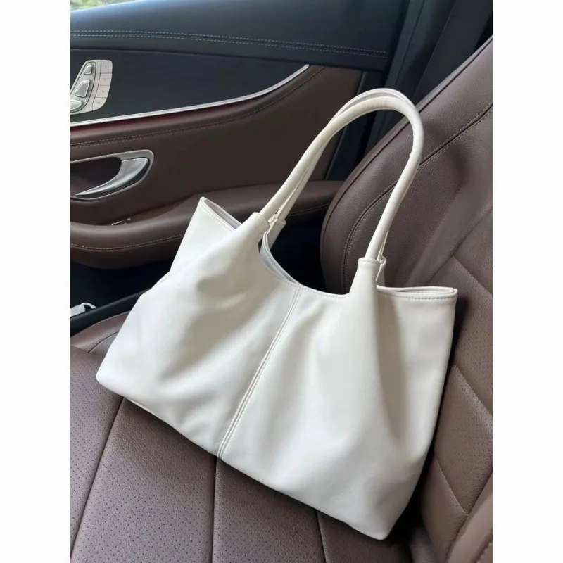 

MBTI White Shoulder Bag for Women Elegant Solid Color Fashion Pu Leather Handbag Original Large Capacity Daily Female Armpit Bag