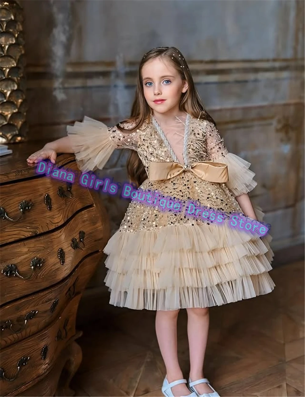 Precioso vestido colorido de flores para niñas, vestidos de fiesta de Navidad, vestidos de fiesta de cumpleaños para niñas pequeñas, vestidos de noche personalizados