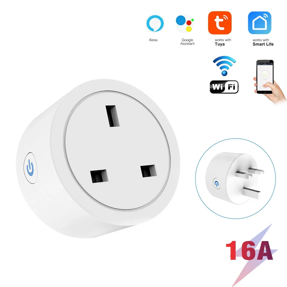 

Tuya WiFi 16A/20A UK Smart Plug Mini Smart Socket Remote Voice Control with Energy Monitor Timer Smart Home Google Home Alexa