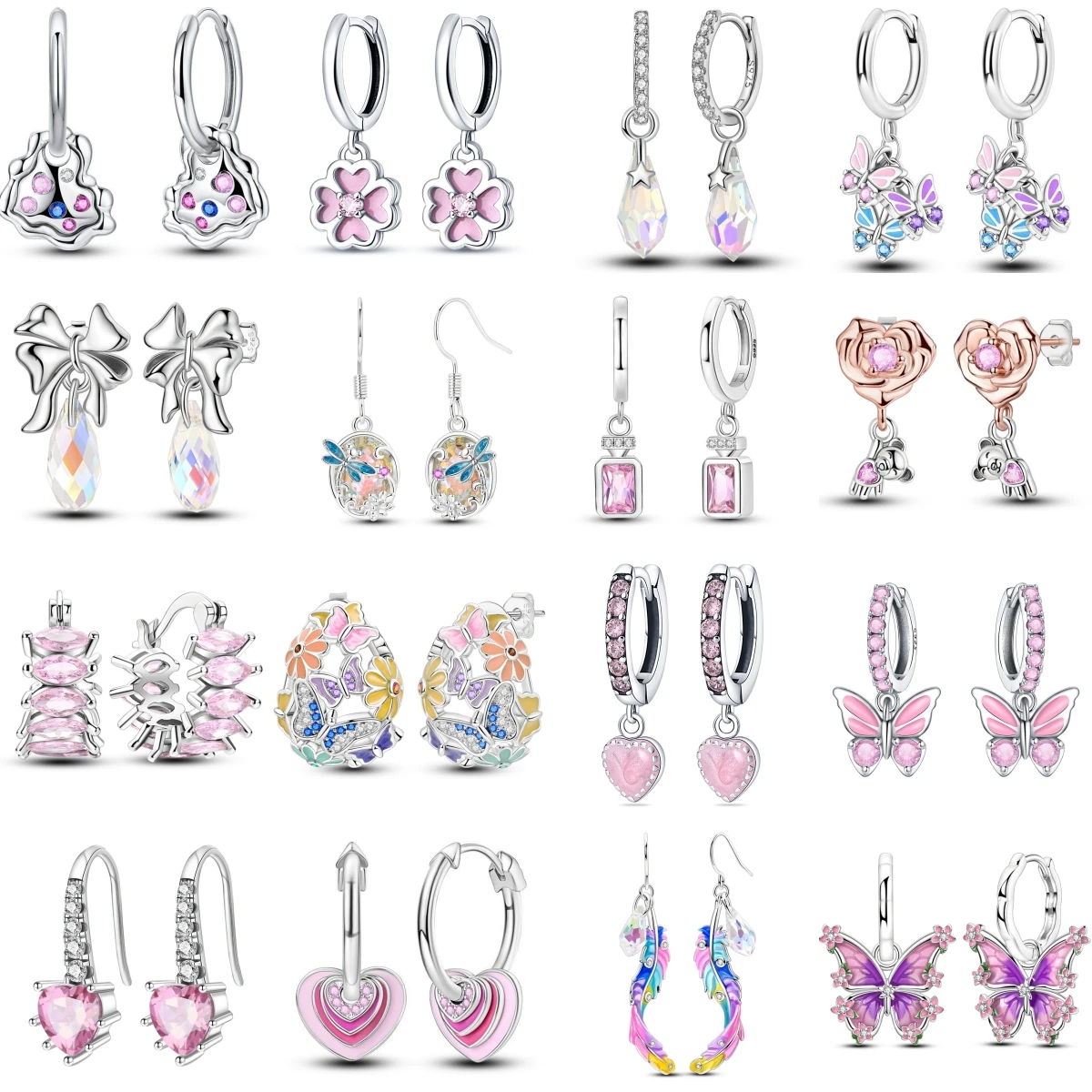 

PANPOKI серьги из стерлингового серебра 925 пробы, женские ювелирные изделия 2025, розовый циркон, серьги-кольца, милые милые серьги, свадебные подарки, юбилей