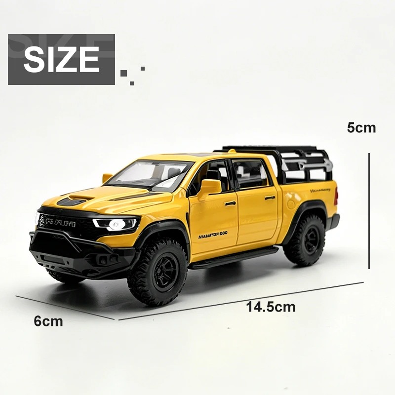 Modellino Auto in Lega 1:38 Dodge RAM 1000 TRX Mammoth Picku con Suono e Luci, Giocattolo per Bambini, Regalo di Compleanno