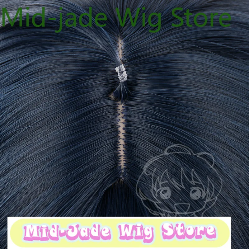 Peluca de Cosplay de Esu Sagiri de Ensemble Stars, Azul Oscuro con Degradado Claro, Cabello Corto, Simulación de Cuero Cabelludo, Especial para Princesa Enstars