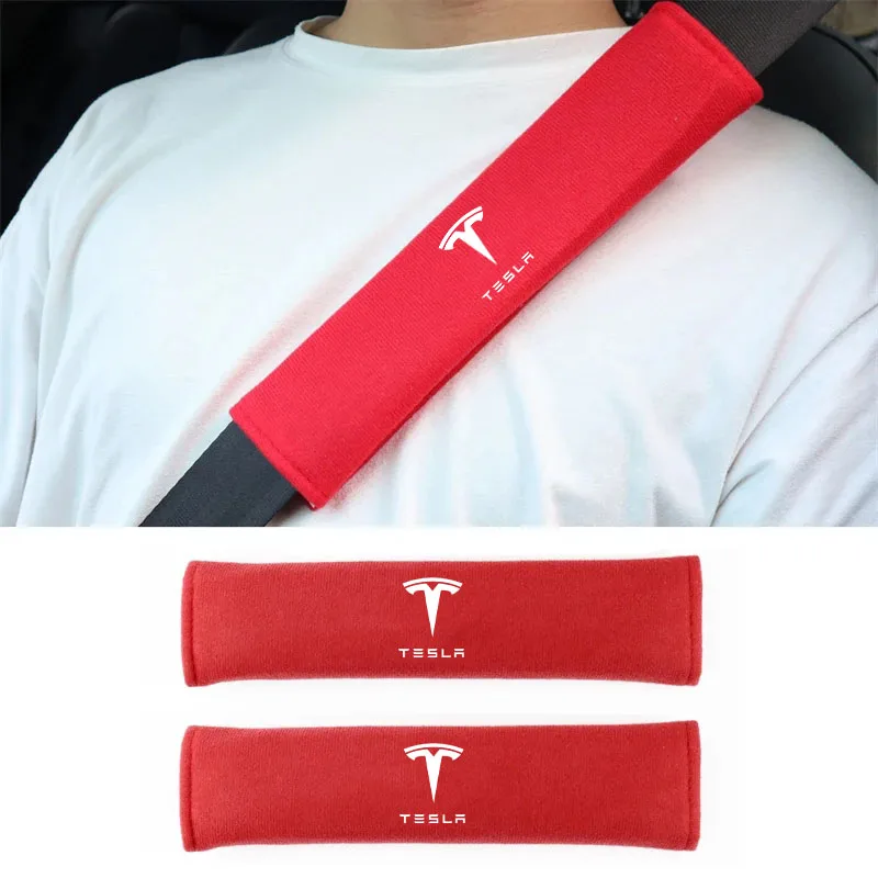 

2Pcs Car Seat Belt Cushion Strap Cover Safety Shoulder for Tesla Model Y Model 3 Model S Model X Roadster Auto Interiories