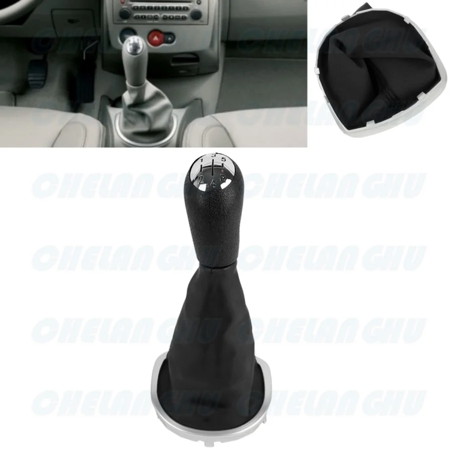 For Renault Clio III 2005 2006 2007 2008 2009 2010 2011 2012 Car-styling 5 Speed Gear Shift Knob With Pu Boot Car accessories