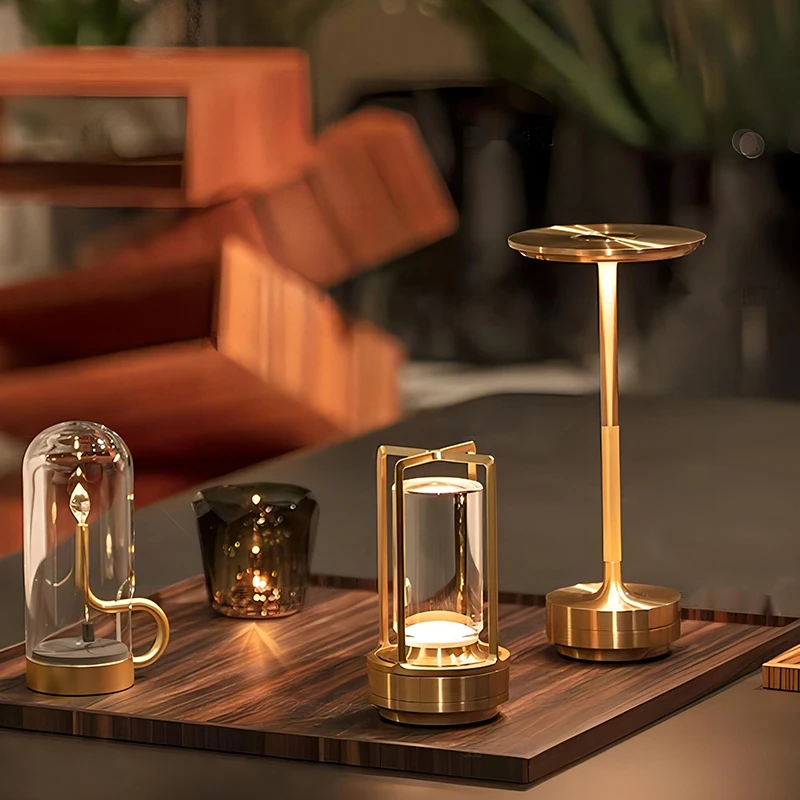 Unique Aluminum Decorative Desk Lamp Bar Counter Mood Lights Dimmable Reading Night Light Bedside Lamp Outdoor Garden Table Lamp