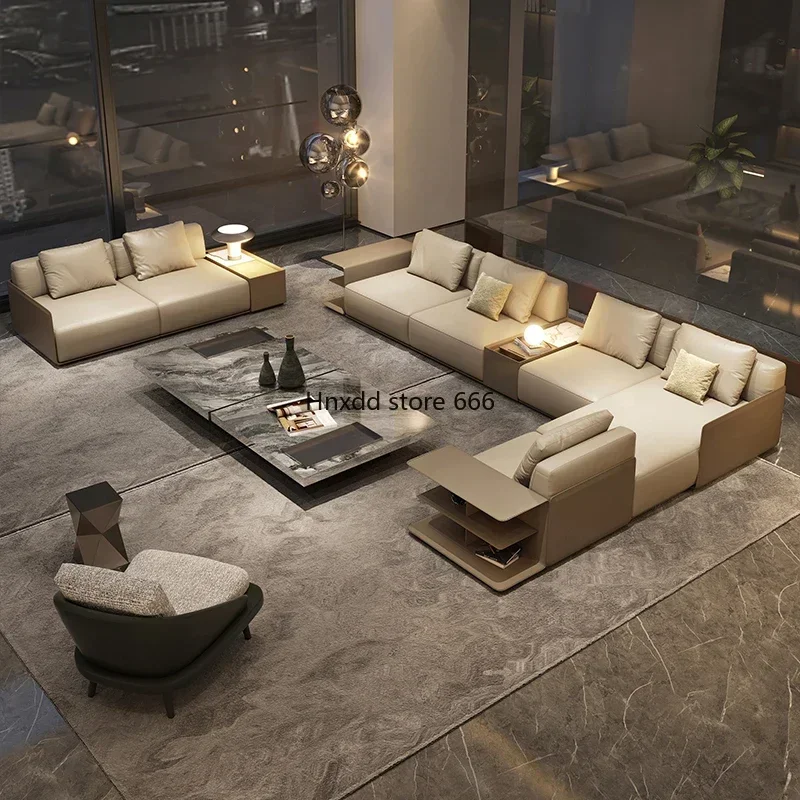 Atmospheric floor jellyfish full leather first layer cowhide sofa