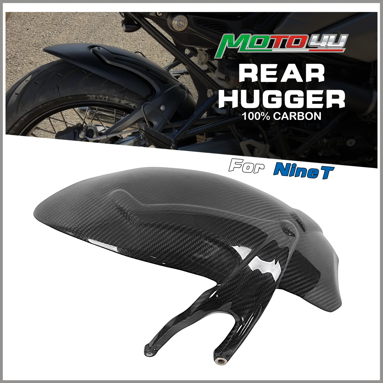 For BMW R Nine T R9T 2014 2015-2018 2019 2020 2021 2022 2023 2024 100% Carbon Fiber Motorcycle Rear Mudguard Mud Splash Guard
