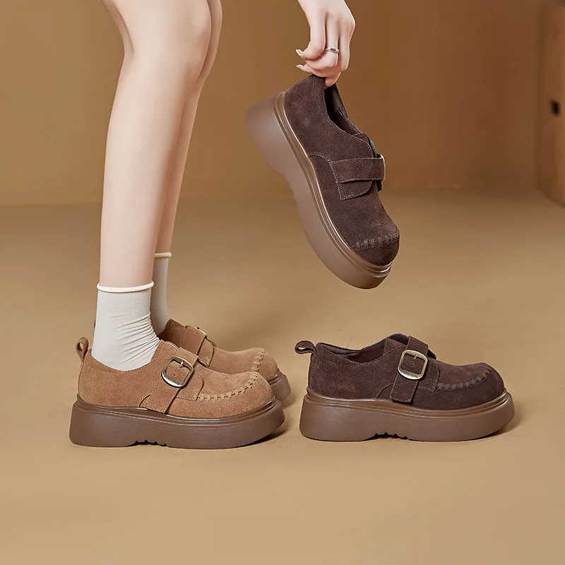 Новые женские лоферы на платформе Maillard, замшевые кожаные туфли на толстой подошве, модная удобная повседневная обувь для женщин, Zapatos Mujer