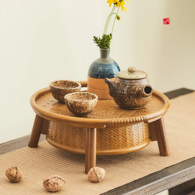 Chinese Style Handmade Bamboo Storage Table Tea Ceremony Accessories Creative Kung Fu Tea Tray Household Tatami Tea Table