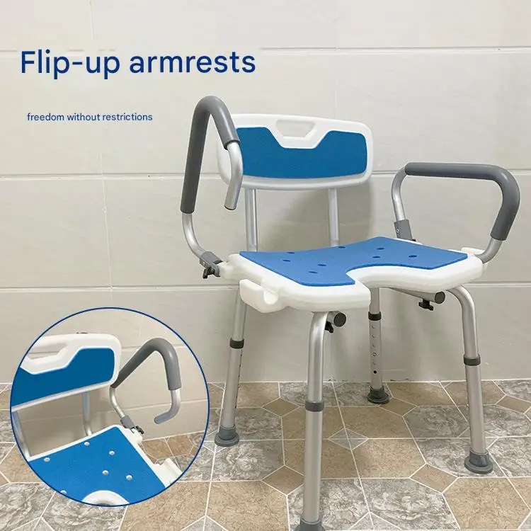 Badezimmerstuhl für ältere Menschen, mobiler Badestuhl, rutschfeste Matten, verstellbarer Duschstuhl, Duschsitz, EVA-Kissen, ergonomisches Design, höhenverstellbar