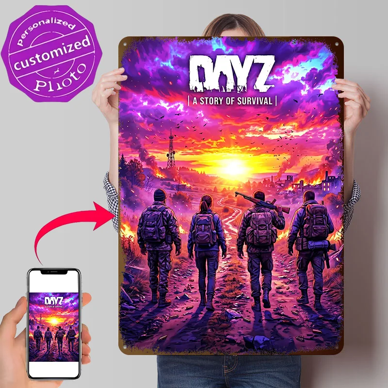 DayZ A Story of Survival Personalized 3D Textured Metal Poster Wall Art Tinplate Sign for Bedroom Decorations Garage Accessories