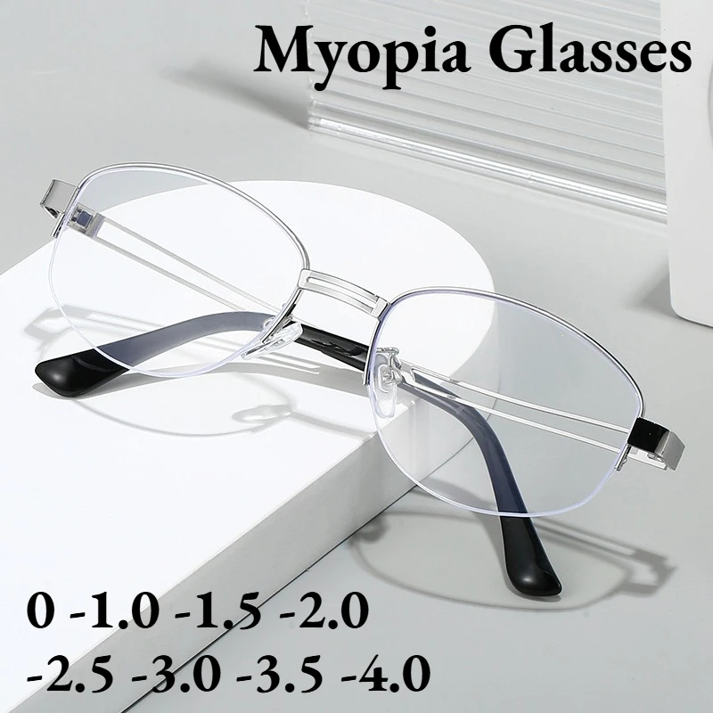 

Stylish Oval Anti-Blue Light Myopia Glasses Retro Versatile High-Definition Comfort Spectacles Unisex Minus Diopter 0 To -4.0