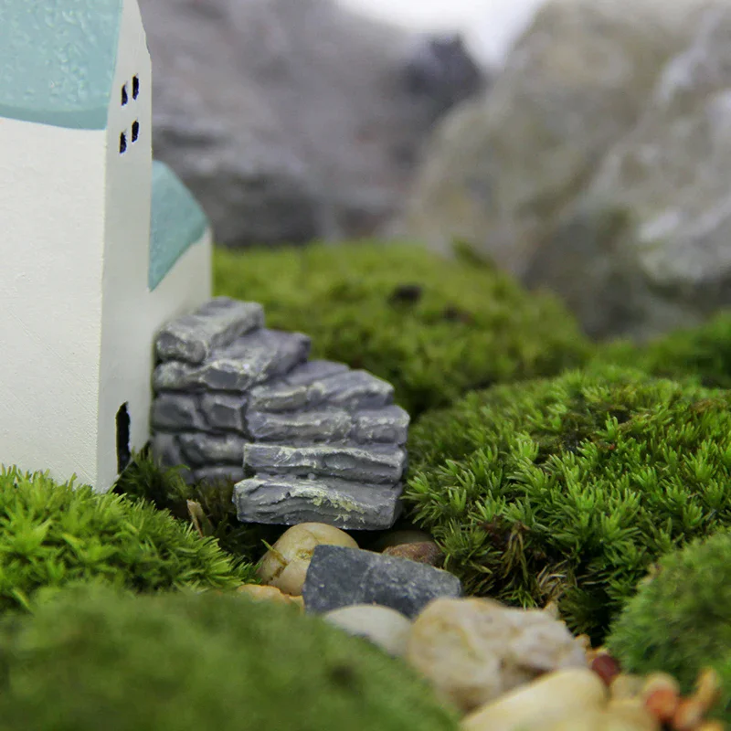 2pcs Artificial Simulation Stone Step Miniature Fairy Garden Home Decoration Mini Craft Micro Landscaping Decor DIY Accessories