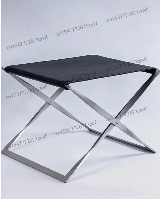 PK91 folding stool stainless steel light luxury horse stool folding chair balcony leather stackable