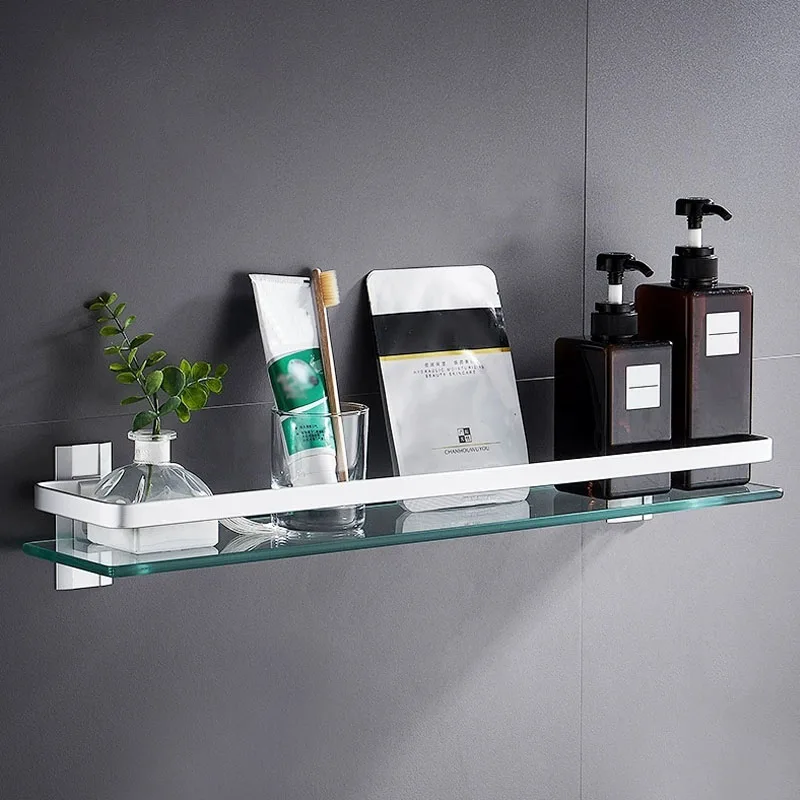 Bore For Kitchen Storage Organization Bathroom Spice Rack Organizer Square Glass Shelf Kitchens Accessories Organizing Fixture