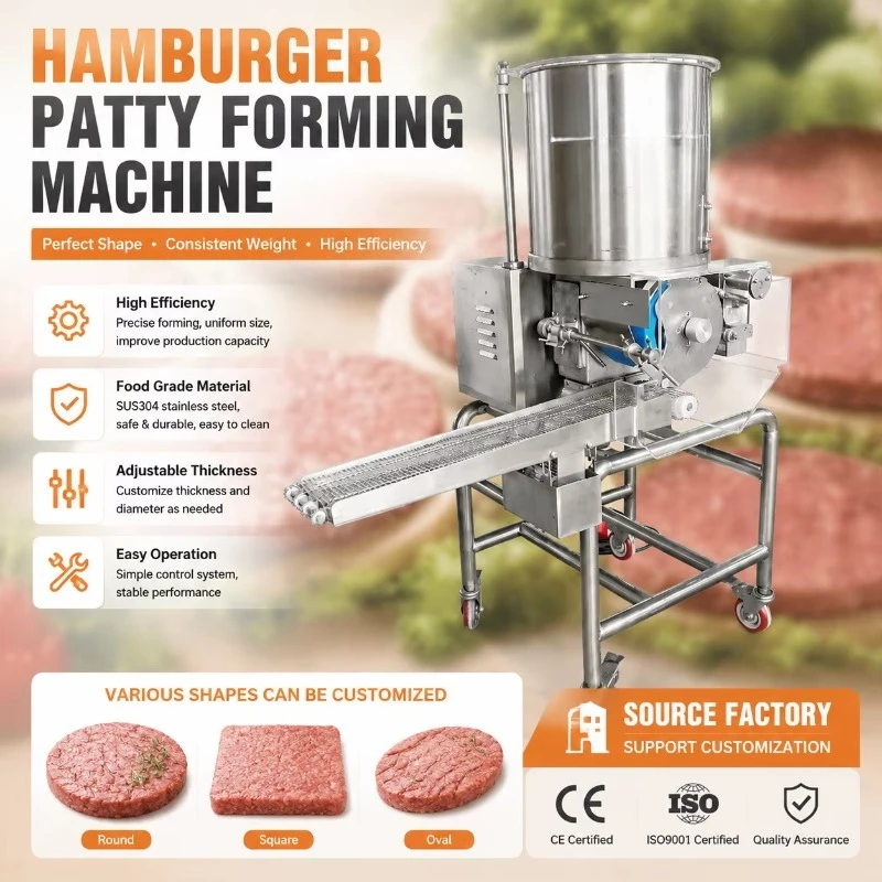 Automatic Hamburger Patty Forming Machine 2100pcs/h Meatball Press Commercial 304 Stainless Steel Custom