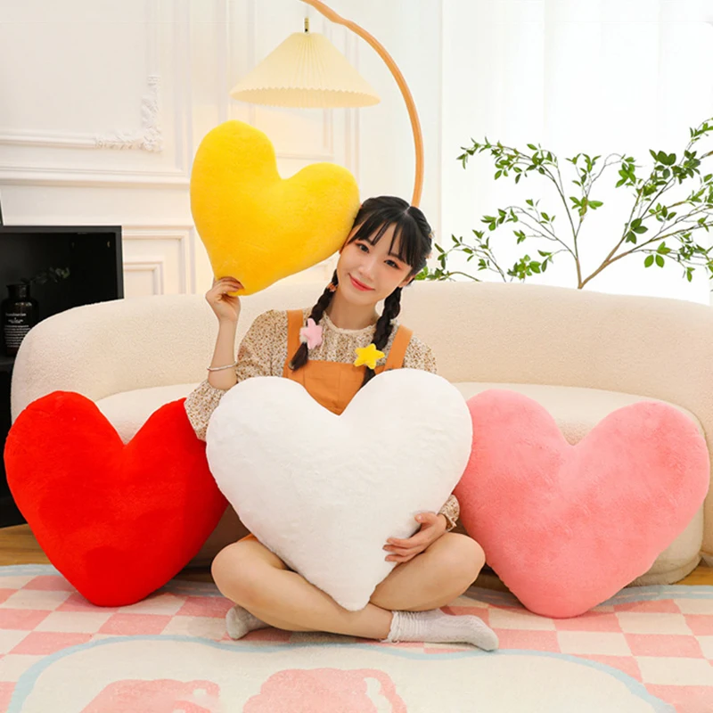 

Lovely Heart Shape Pillow Solid Color Home Bedroom Plush Cushion Office Pillow Sofa Cushion Girl Valentine's Day Gift