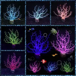 Soft Artificial Glowing Coral Silicone Simulation Aquarium Coral Plants Colorful Luminous Underwater Coral Ornament Aquarium