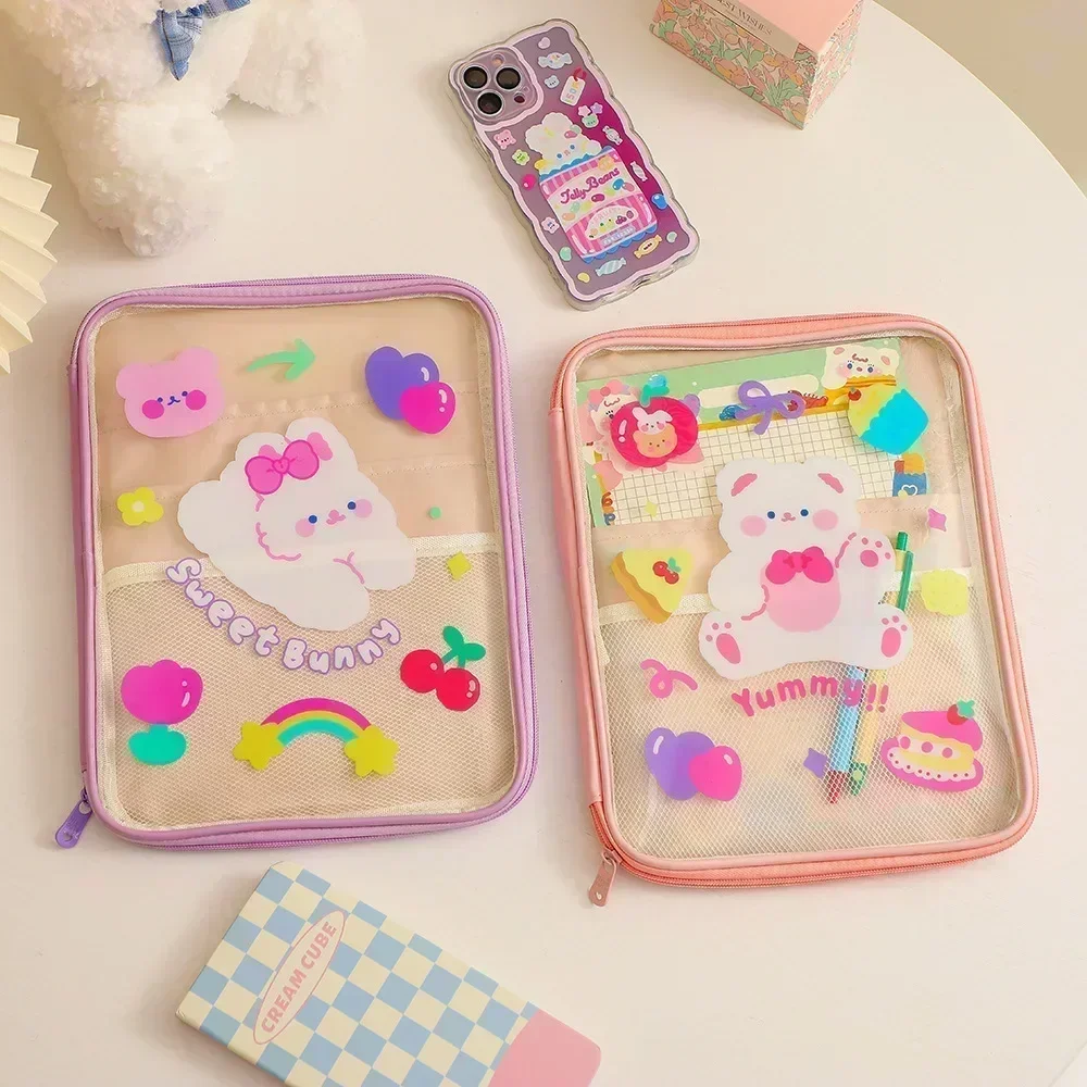 Girls' Summer Cartoon Transparent Tablet Bag PVC Ipad Pro 11 Case Cute Little Tiger Hand Bag 11 Inch IPad Tablet Computer Bag